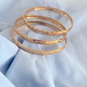 18k plated gold filled bangles bracelets 3 pcs 6mm